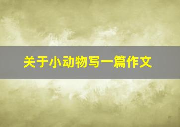 关于小动物写一篇作文