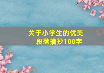 关于小学生的优美段落摘抄100字