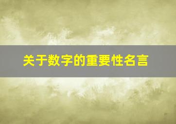 关于数字的重要性名言