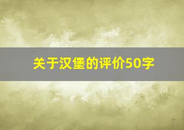 关于汉堡的评价50字