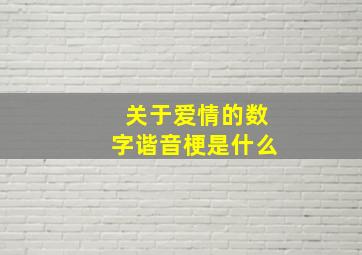 关于爱情的数字谐音梗是什么