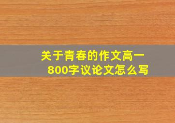 关于青春的作文高一800字议论文怎么写