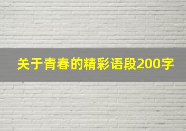 关于青春的精彩语段200字