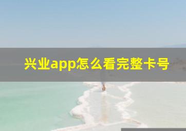 兴业app怎么看完整卡号