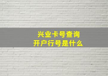 兴业卡号查询开户行号是什么