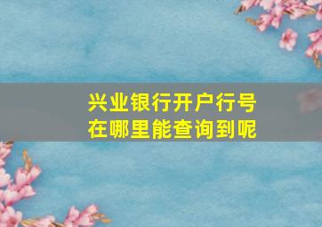 兴业银行开户行号在哪里能查询到呢