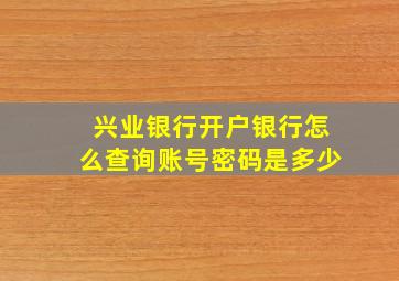 兴业银行开户银行怎么查询账号密码是多少