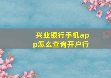 兴业银行手机app怎么查询开户行