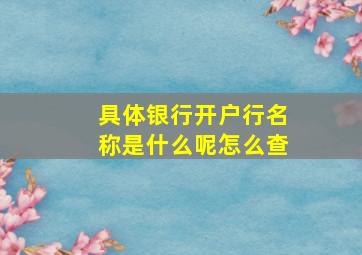 具体银行开户行名称是什么呢怎么查