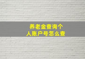 养老金查询个人账户号怎么查