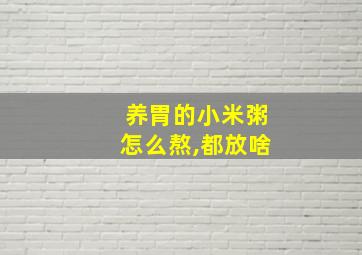 养胃的小米粥怎么熬,都放啥