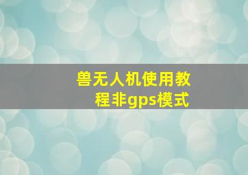 兽无人机使用教程非gps模式