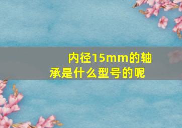 内径15mm的轴承是什么型号的呢