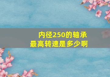 内径250的轴承最高转速是多少啊