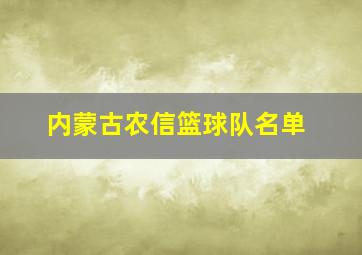 内蒙古农信篮球队名单