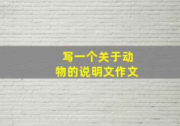 写一个关于动物的说明文作文