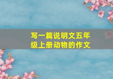 写一篇说明文五年级上册动物的作文