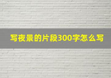 写夜景的片段300字怎么写