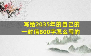 写给2035年的自己的一封信800字怎么写的