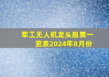 军工无人机龙头股票一览表2024年8月份