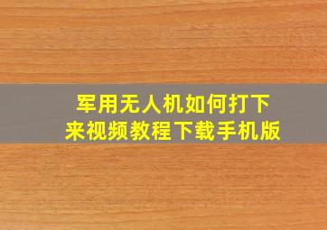 军用无人机如何打下来视频教程下载手机版