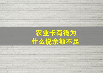 农业卡有钱为什么说余额不足