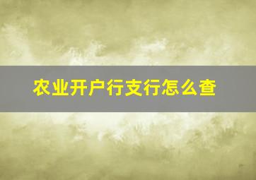 农业开户行支行怎么查