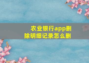 农业银行app删除明细记录怎么删