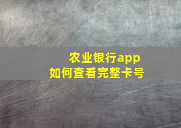 农业银行app如何查看完整卡号