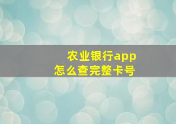 农业银行app怎么查完整卡号