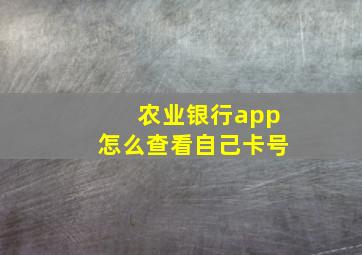 农业银行app怎么查看自己卡号