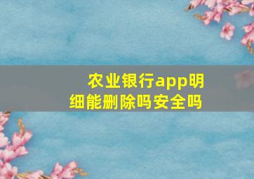 农业银行app明细能删除吗安全吗