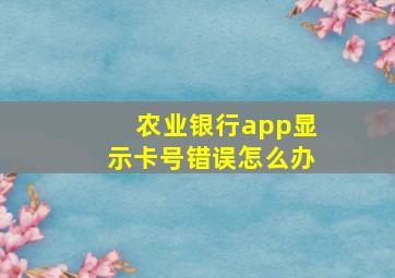 农业银行app显示卡号错误怎么办