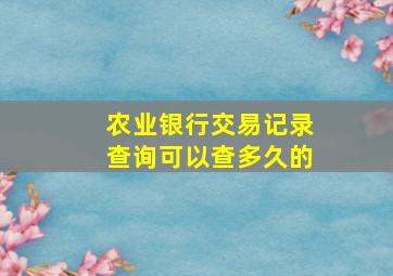 农业银行交易记录查询可以查多久的