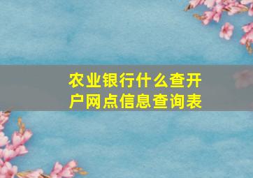 农业银行什么查开户网点信息查询表