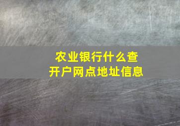 农业银行什么查开户网点地址信息