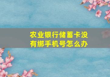 农业银行储蓄卡没有绑手机号怎么办