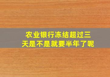 农业银行冻结超过三天是不是就要半年了呢