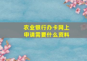 农业银行办卡网上申请需要什么资料