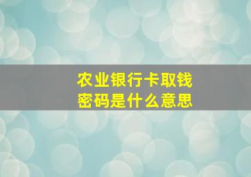 农业银行卡取钱密码是什么意思