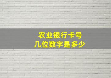 农业银行卡号几位数字是多少