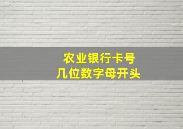 农业银行卡号几位数字母开头