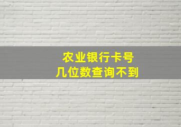 农业银行卡号几位数查询不到