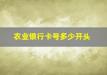 农业银行卡号多少开头