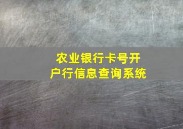 农业银行卡号开户行信息查询系统