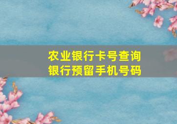 农业银行卡号查询银行预留手机号码