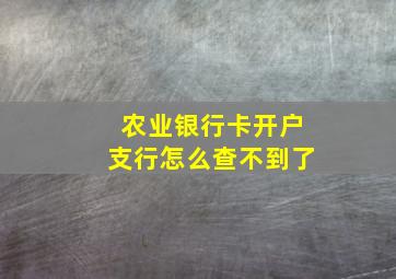 农业银行卡开户支行怎么查不到了