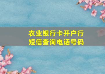 农业银行卡开户行短信查询电话号码