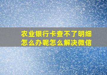 农业银行卡查不了明细怎么办呢怎么解决微信