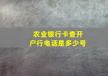 农业银行卡查开户行电话是多少号